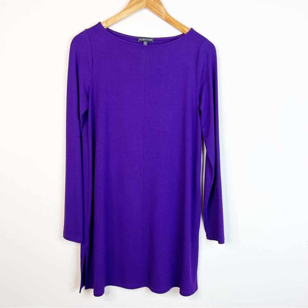 Eileen Fisher Viscose Jersey Tunic Top Purple Size XS